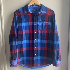 Chaps Men’s long sleeve shirt , red,burgundy and blue plaid
